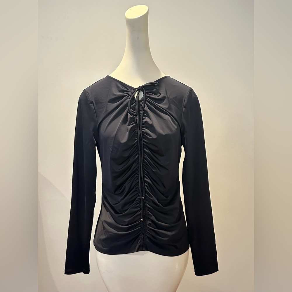 Veronica Beard Roque Ruched Tie  Back Top, Size 6 - Picture 5 of 12